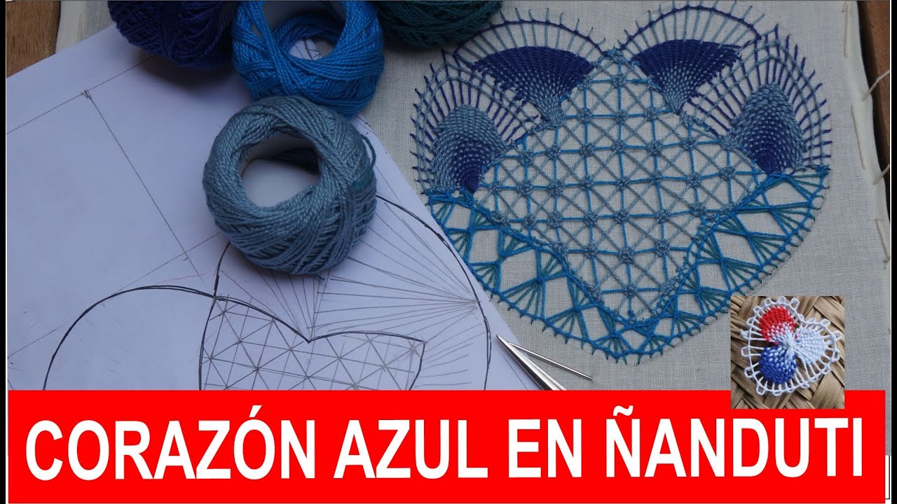 ÑANDUTI PASO A PASO Corazón 💙 con centro de filigrana