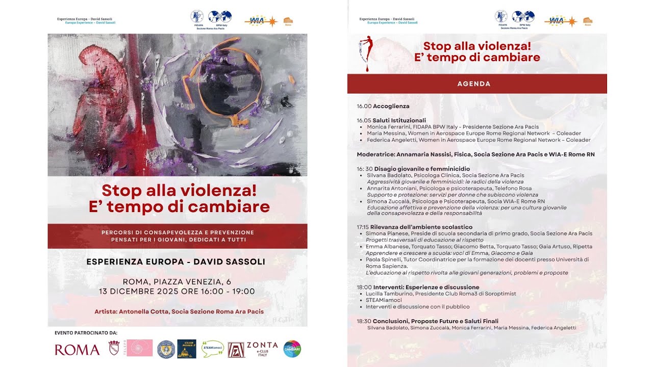 WIA-Europe Rome X FIDAPA:  Stop Alla Violenza! E' tempo di Cambiare