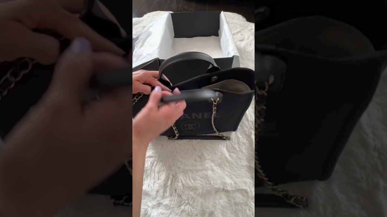 Chanel unbox Deauville small tote bag 😍#shorts #chanel #bag #luxury