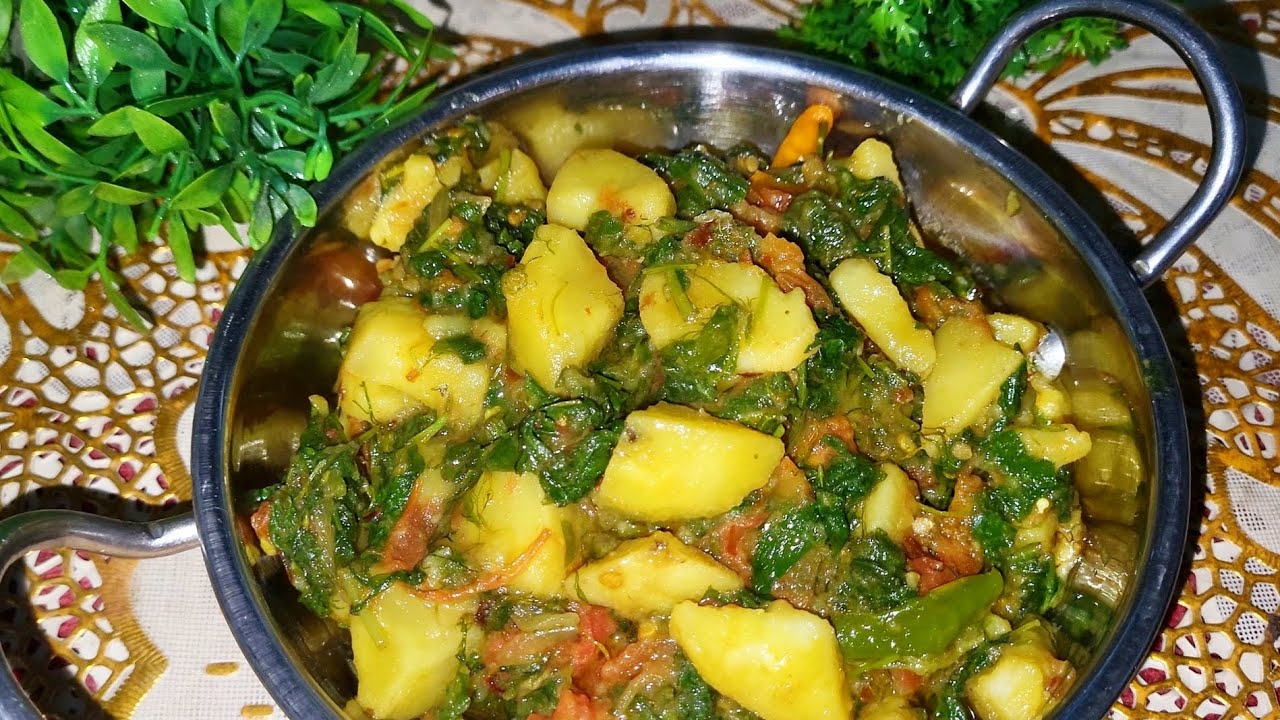 Aloo soya palak!aloo palak recipe! New aloo ki sabzi