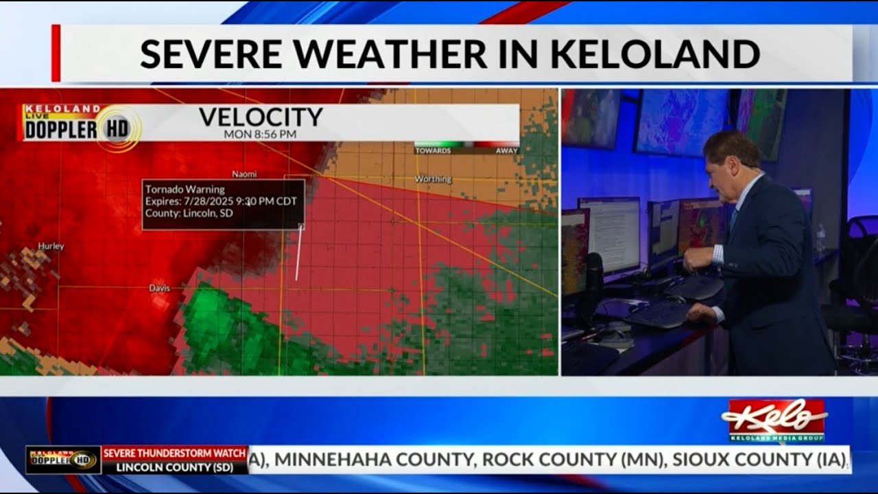KELO (CBS - Sioux Falls, SD) Severe Weather Coverage (Mon. 7/28/2025 - roughly 7:05-10:03 P.M.)