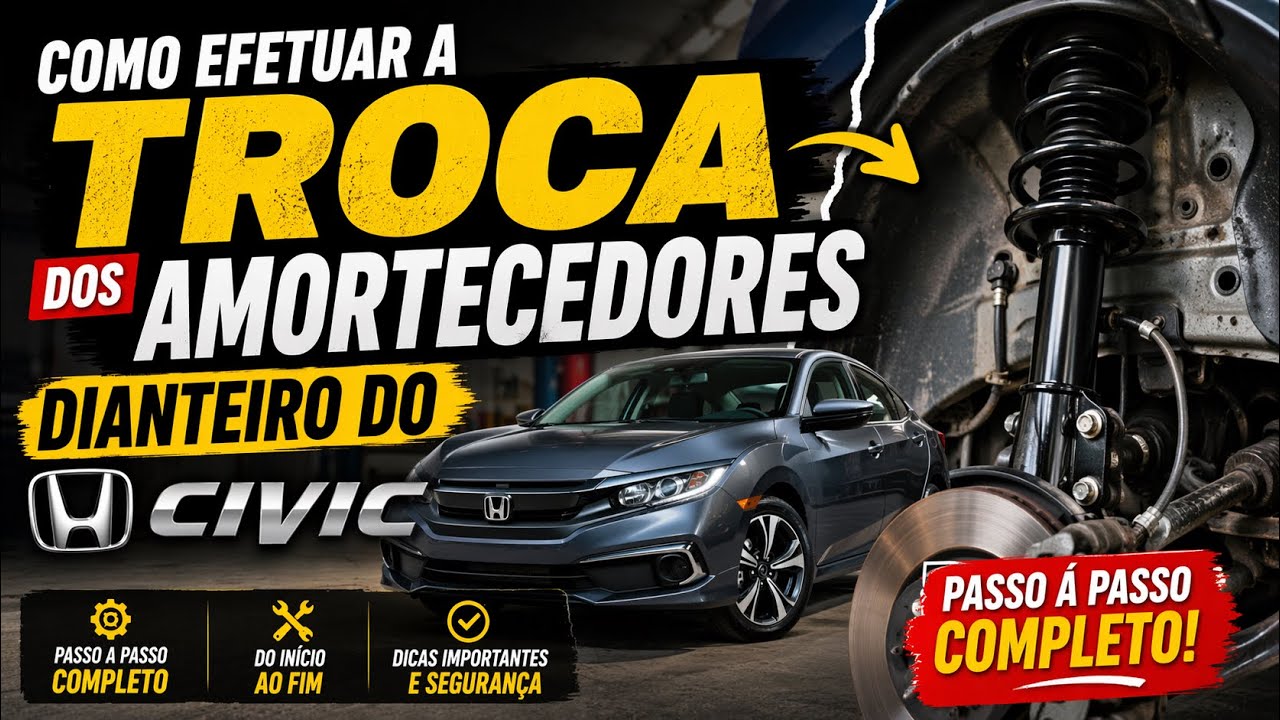 Como efetuar a troca dos amortecedores dianteiro do Honda Civic passo á passo completo.