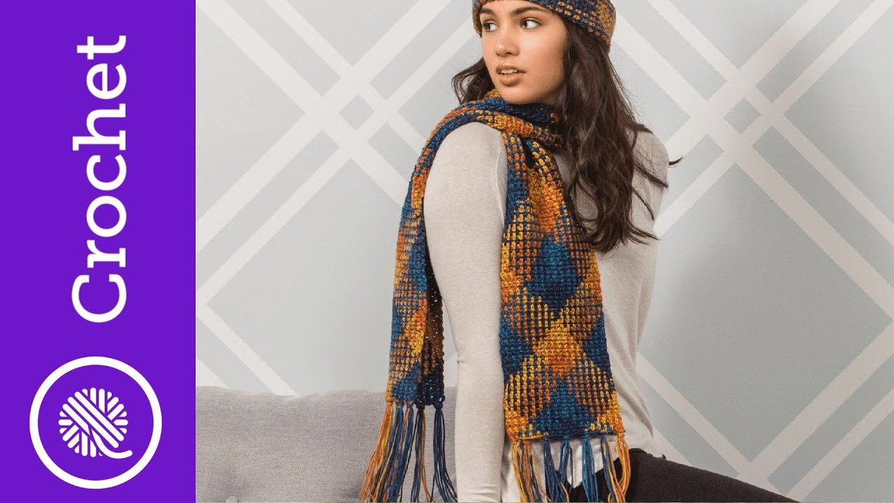 Easy Planned Pooling - Plaid Fringe Scarf (Right-handed) Linen or Moss Stitch