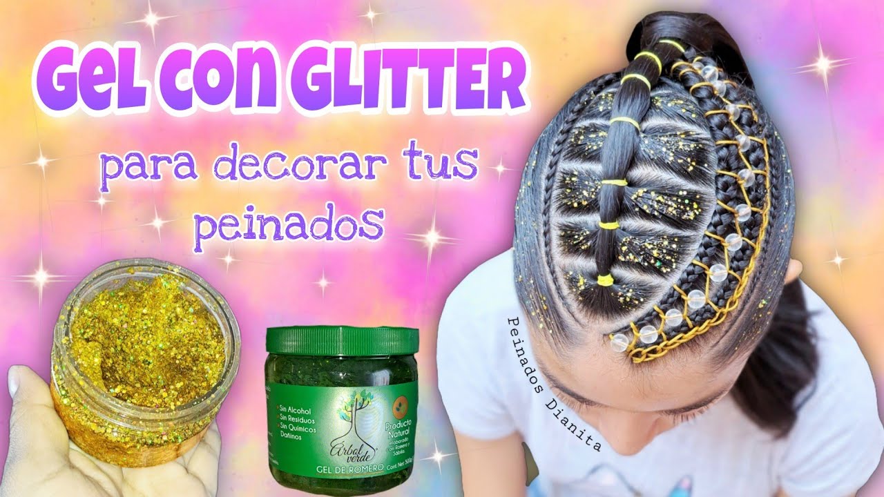 Como hacer gel con GLITTER ✨ para tus peinados super fácil 🌈✨ | Peinados dianita