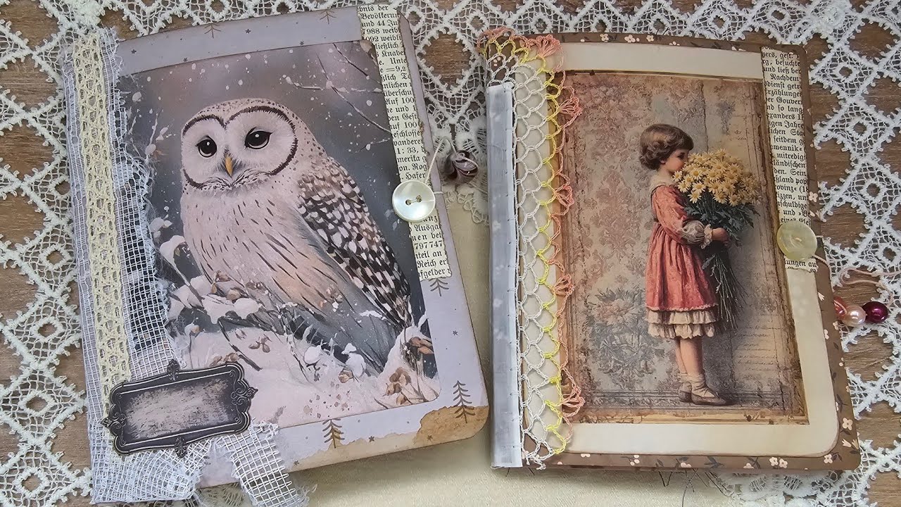 Kleines Journal A6 - Seiten aus Vellum mit vielen Taschen 