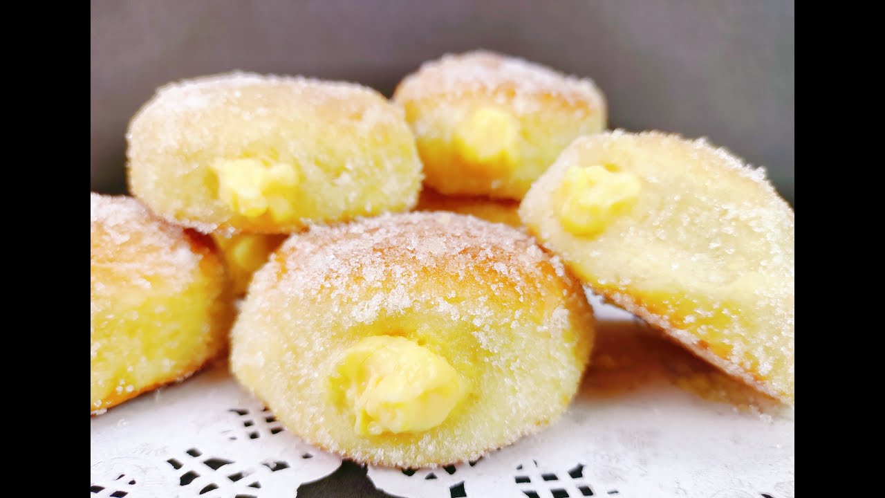 【New version】Custard Cream Baked Donuts, healthy without frying, soft, fluffy, smooth creamy filling