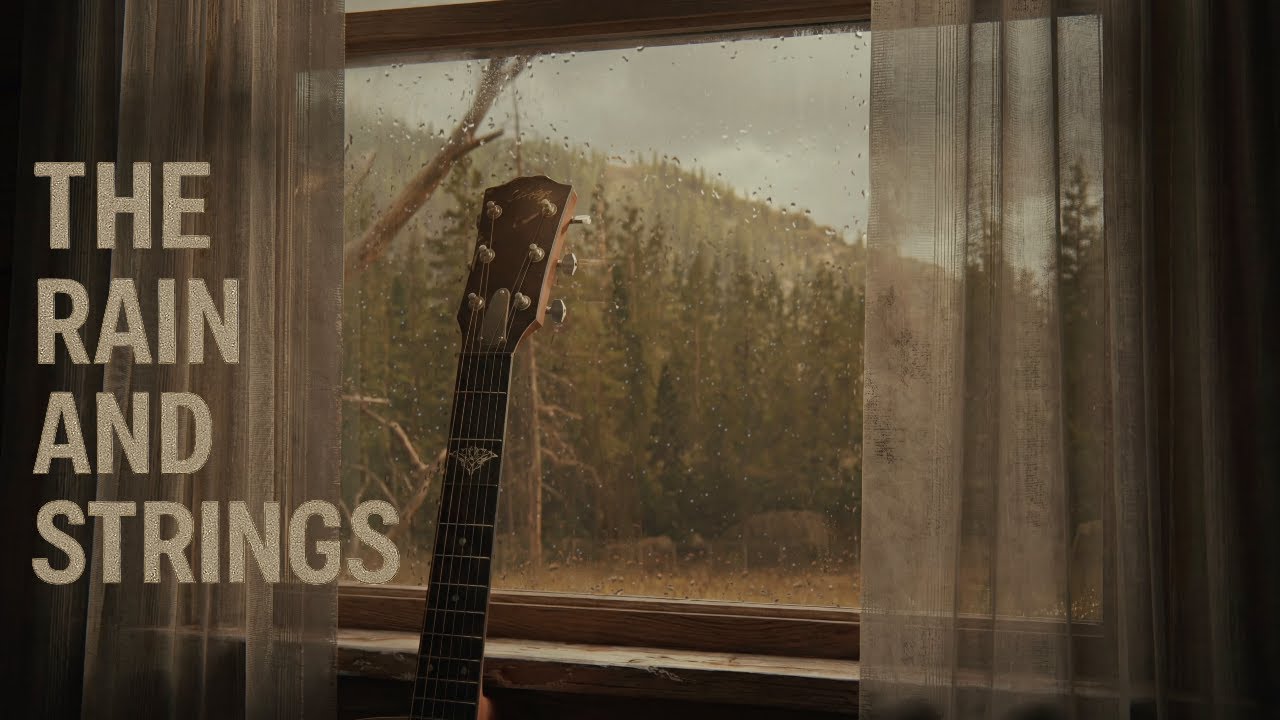 Rain Sounds on Window with Acoustic Guitar — Cinematic Ambient Rain