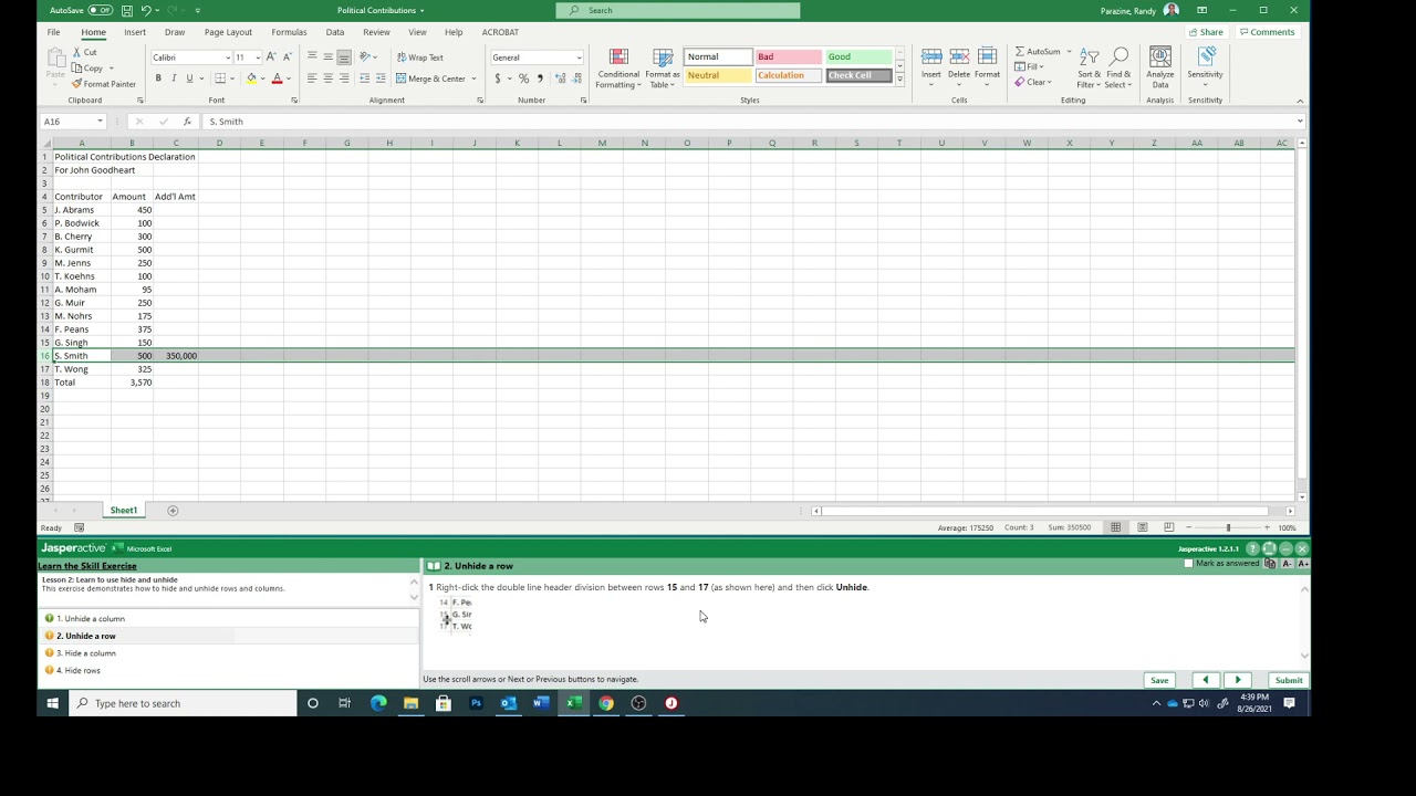 Excel Lesson 2g Hiding   Unhiding Rows & Columns