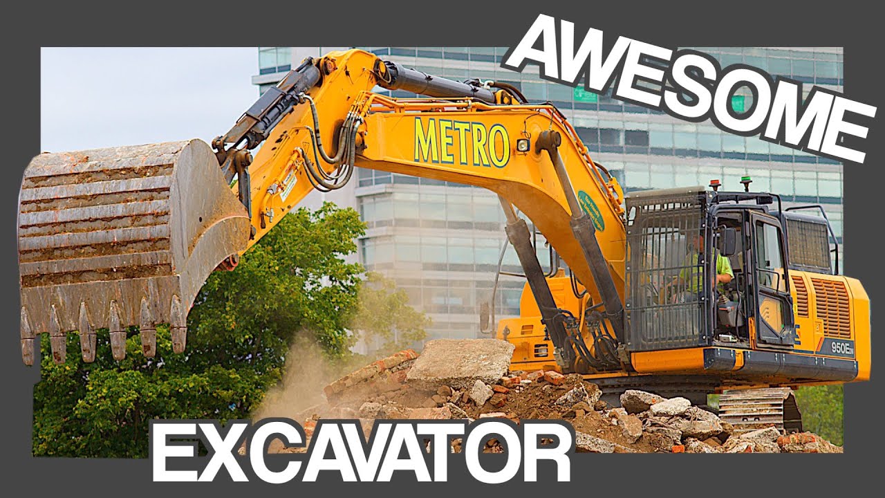 AWESOME 50 TON LiuGong EXCAVATOR moving concrete | DIGGERS AND DOZERS