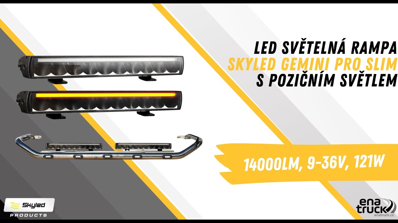 LED světeln&aacute; rampa SKYLED GEMINI PRO SLIM s b&iacute;l&yacute;m a oranžov&yacute;m pozičn&iacute;m světlem