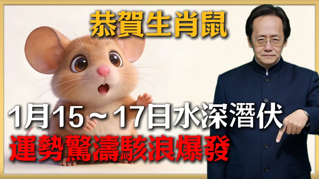 驚喜鼠生肖！1月15～17日坎卦水深潛伏，運勢驚濤駭浪般爆發家庭喜慶！倪海廈易經教你乘浪而上，忽略後悔跨年無福！#倪海廈 #命理 #生肖 #運勢