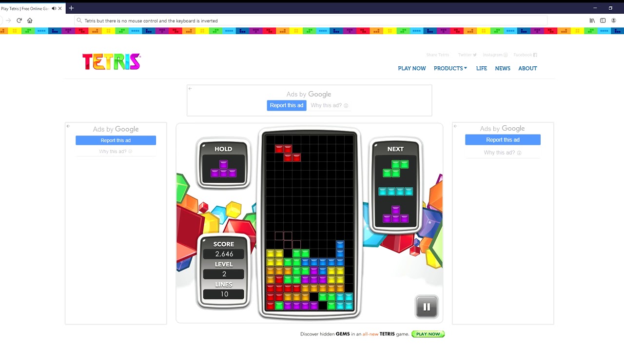 Tetris but the keyboard is inverted