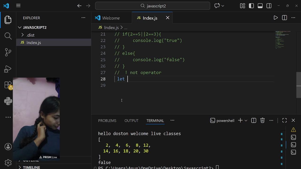 JavaScript Part 5 Live Class 🔴 | comparison  operator  with exercise | 2026#coder saheli