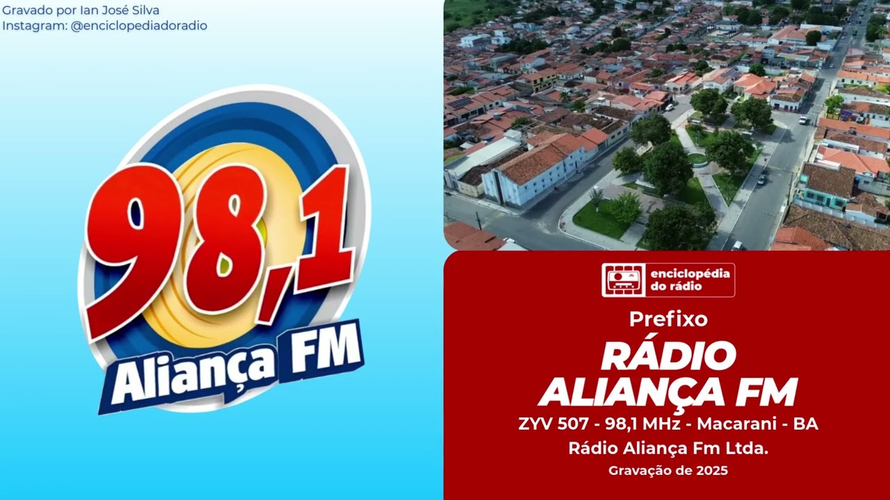 Prefixo - Rádio Aliança FM 98,1 MHz - Macarani - BA