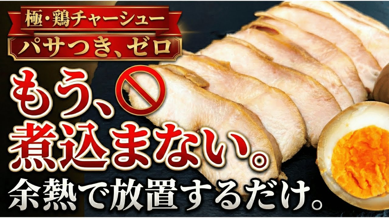 【鶏むね肉の最終結論】まだ煮込んでるんですか？プロは「火を消して」作ります。パサつきゼロの「極・鶏チャーシュー」