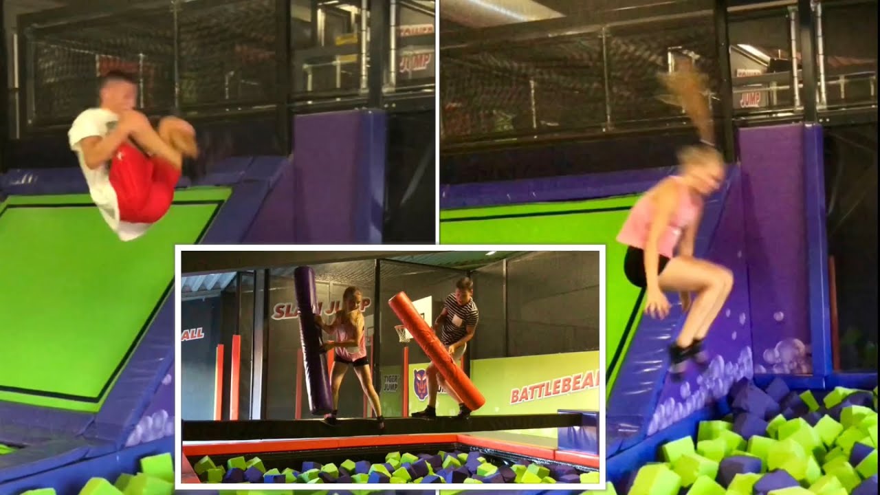 Jungs gegen Mädchen 😎 Trampolin Halle Tiger Jump 💪