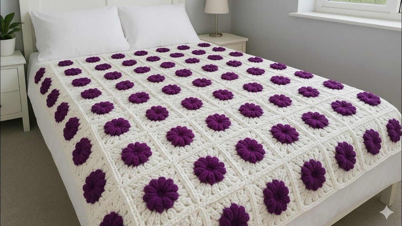 بطانية كروشيه مميزة وأنيقة | Elegant Crochet Blanket Easy Stitch#crochettutorial #knitting #crochet 