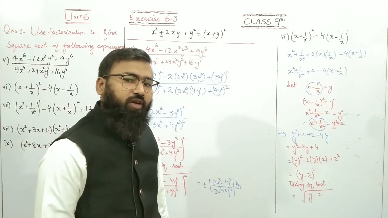 9th Math Ex 6.3 Q1 Part 5 to Part 9- #sqrt by #factorization