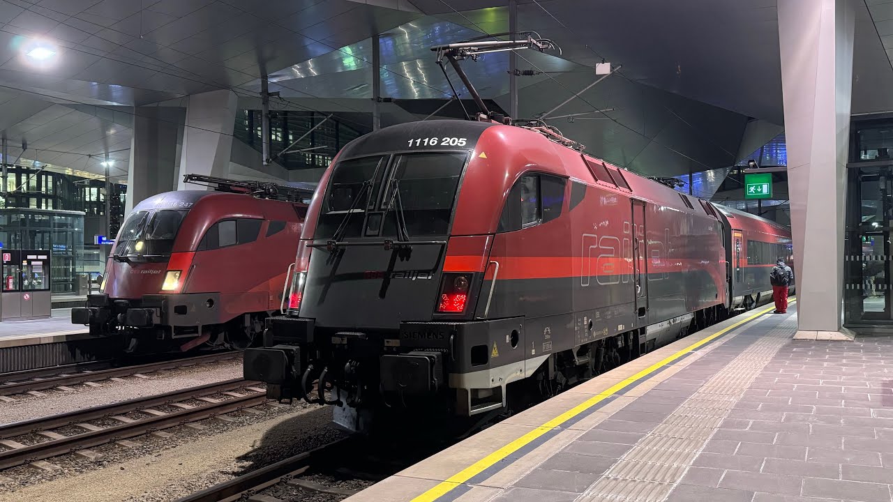 Einfahrt ÖBB RJX 165/565 Zürich/Innsbruck - Budapest/Flughafen Wien in Wien Hbf (05.02.2025, 4K HDR)