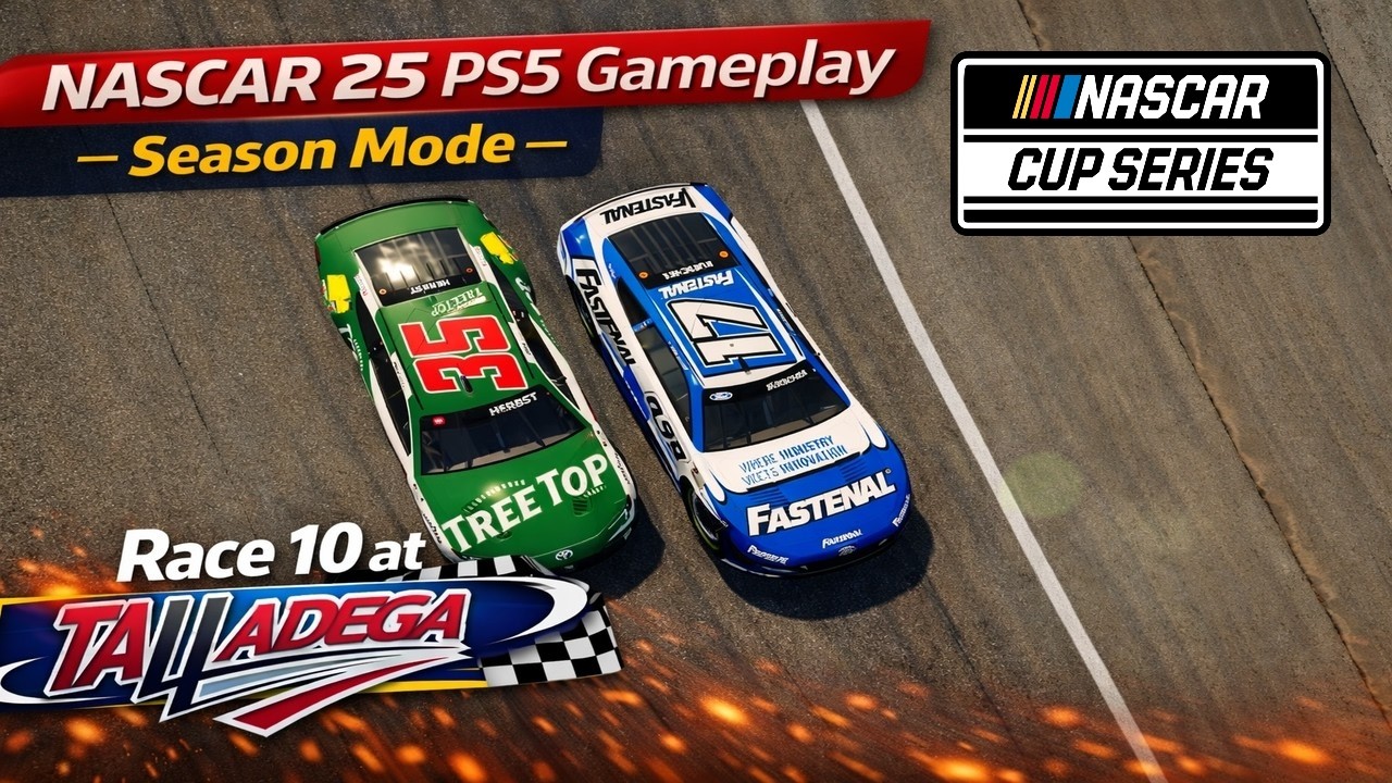 NASCAR 25 - PS5 / CUP SERIES SEASON / RACE 10 / FORD MUSTANG #17 / TALLADEGA / G29 GAMEPLAY
