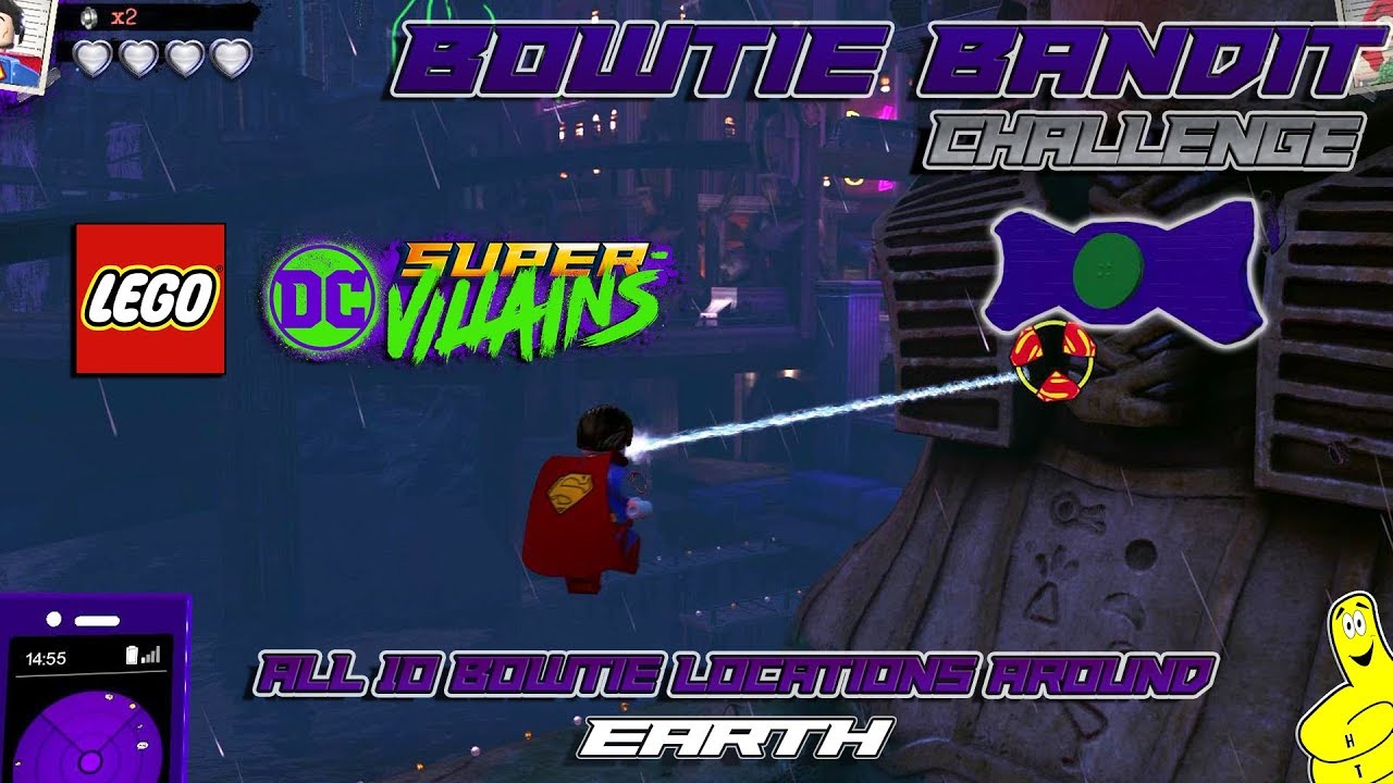 Lego DC Super-Villains: ИСПЫТАНИЕ Bowtie Bandit (все 10 мест Bowtie) - HTG