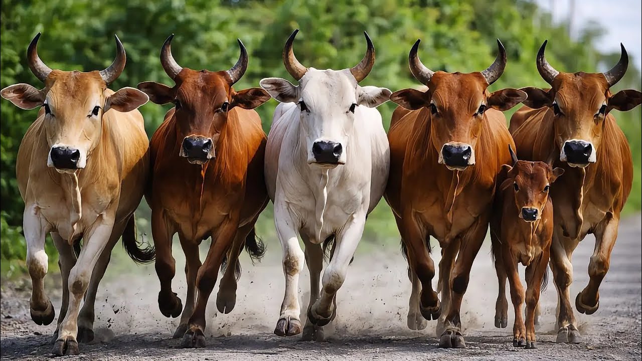 Herding dozens of cute village cows every day - Cows Videos - Cute Cows - Cows Run - Walking Cows 04