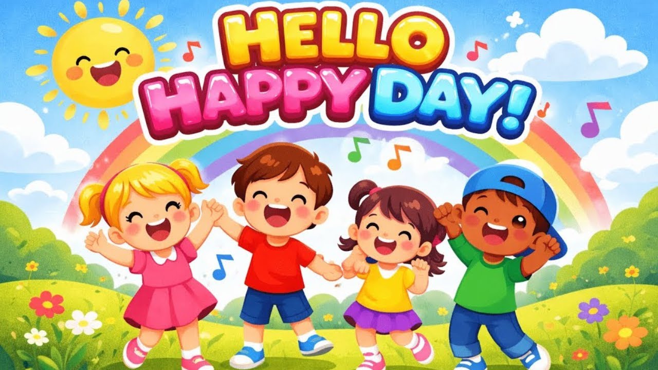 Hello Happy Day! 🌈  Fun Kids Song  Sing, Dance & Play 🎵