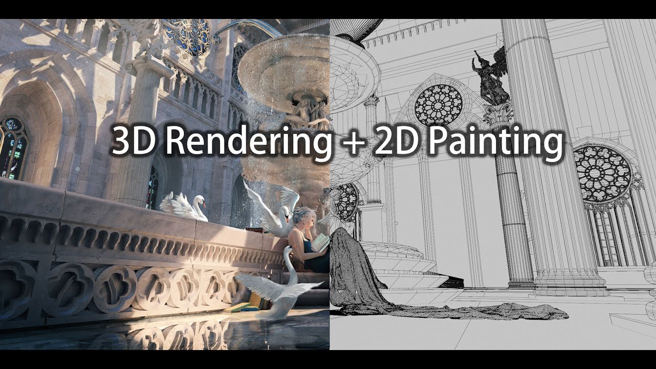 3D rendring + 2D painting process - BlackSwan