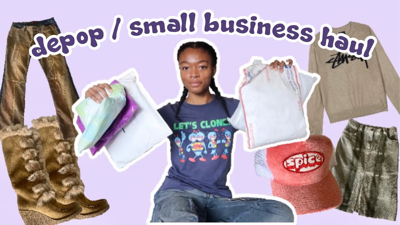 depop / small business unboxing + try on haul!