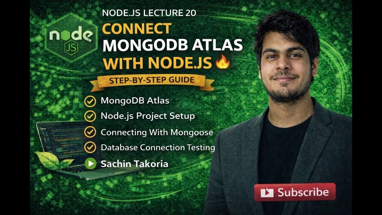 Node.js Lecture 20: Connect MongoDB Atlas with Node.js | Database Setup for Beginners