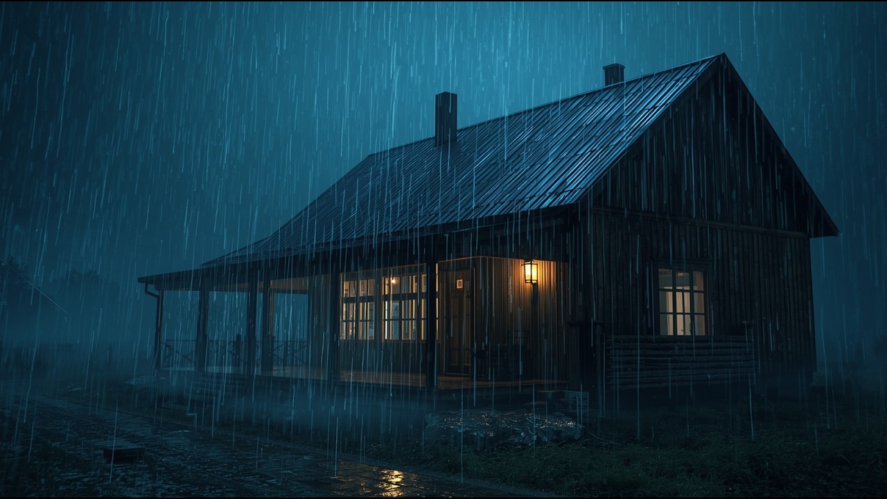 Sleep Well Instantly with Torrential Rain & Powerful Thunder on a Tin Roof of a Deserted Cabin #752