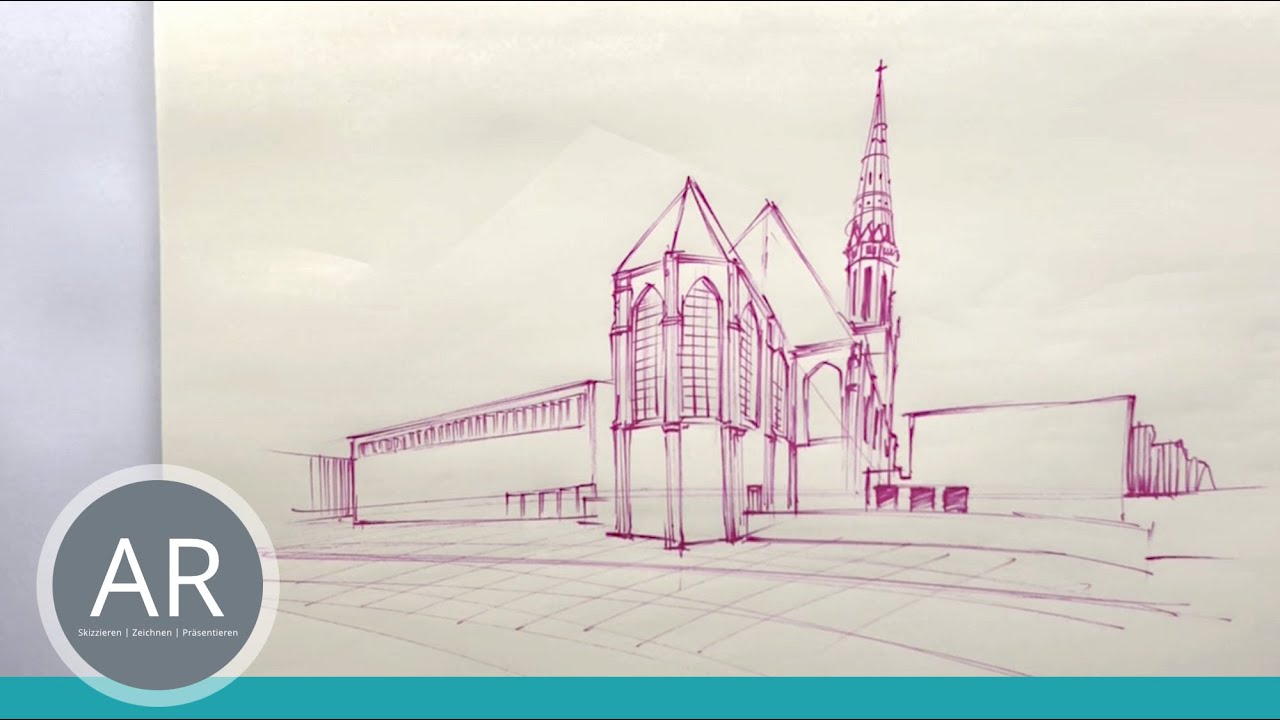Architektur-Skizzen in 2-Punkt-Perspektive zeichnen Lernen. Mappenkurs Architektur Münster