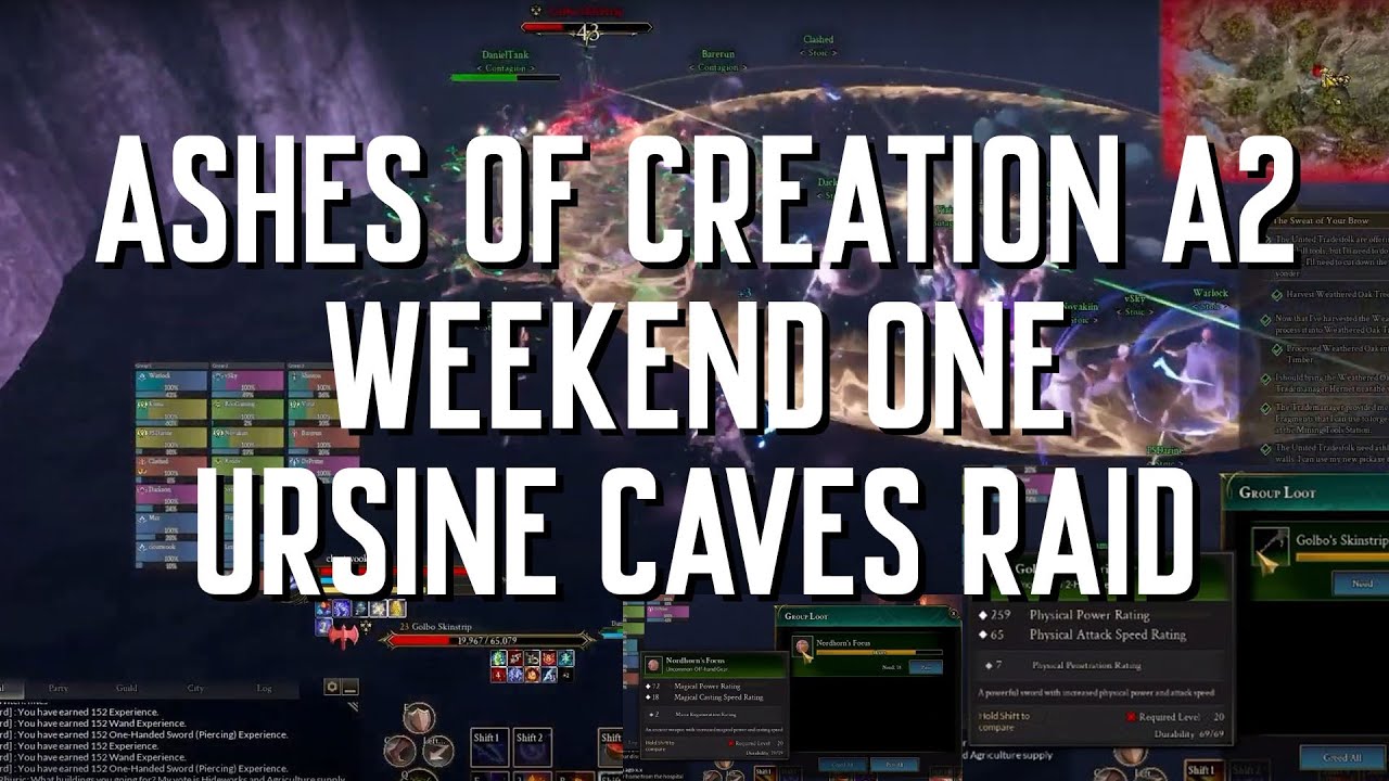 ASHES OF CREATION FIRST RAID ⚔ A2 LAUNCH WEEKEND ⚔ Ursine Cave Clear⚔All Four Bosses ⚔ Unique Drops