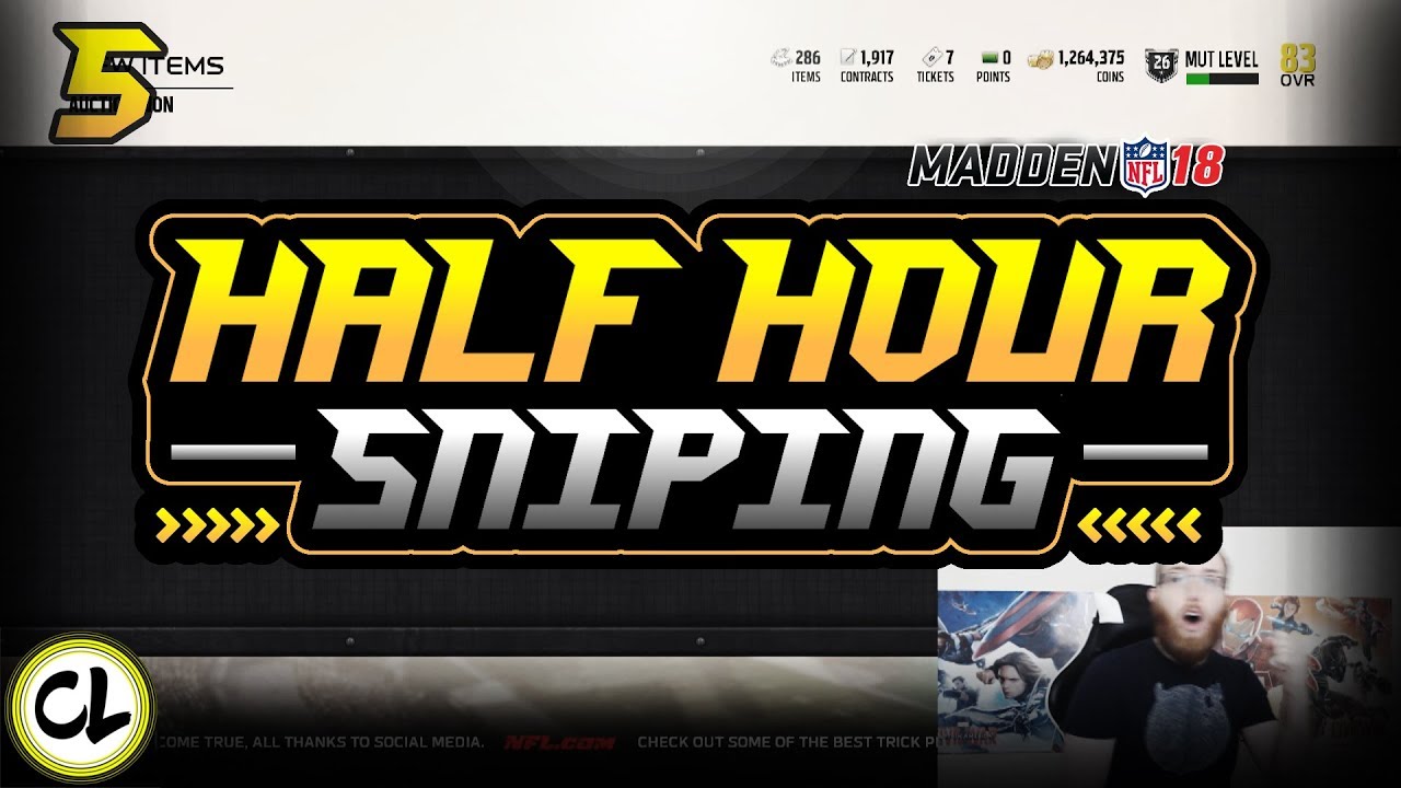 WE SNIPED AN 89 OVERALL CARD!! SO MANY SNIPES! Half Hour Only Sniping Madden 18 Ultimate Team