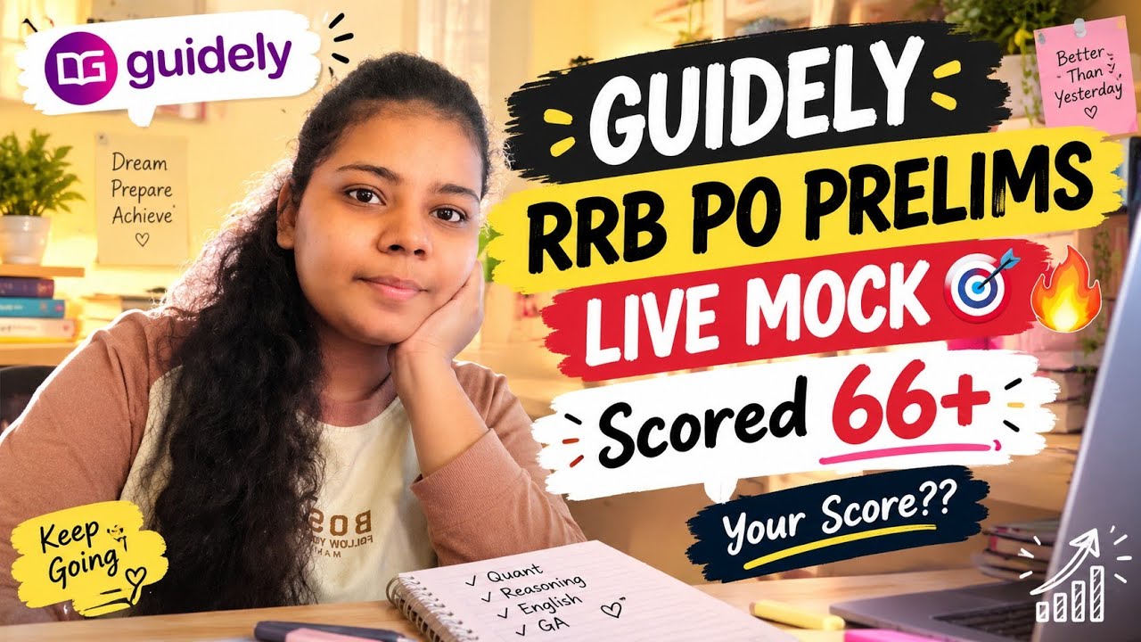 RRB PO 🎯 PRELIMS LIVE TEST GUIDELY🔥| 14 October ✅||My Score-66+🧿||#guidely  #rrb #rrbpo #ibps #sbi 