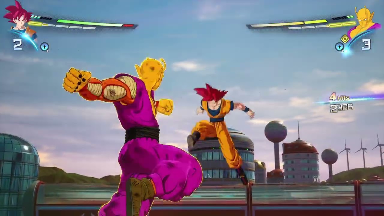 Super Saiyan God vs Orange Piccolo and Beast Gohan 