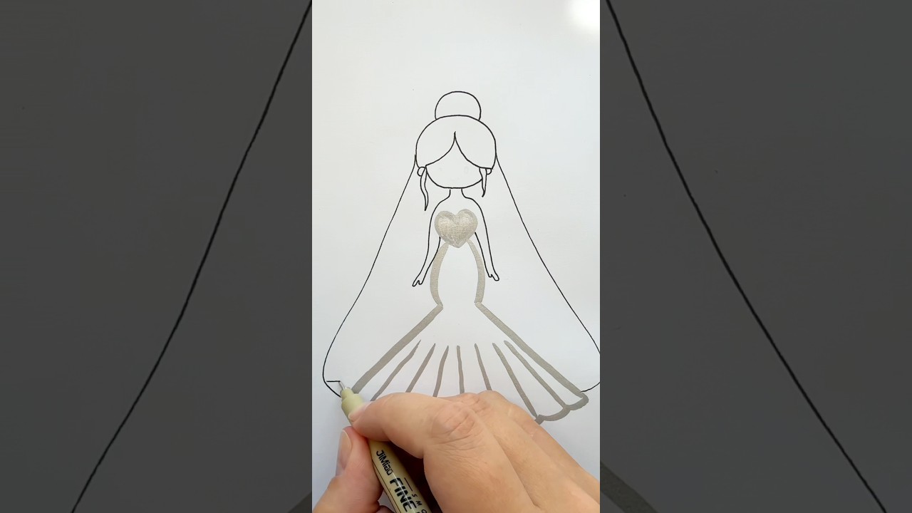 How to Draw a Beautiful Bride 👰 | Easy Step-by-Step Drawing for Kids