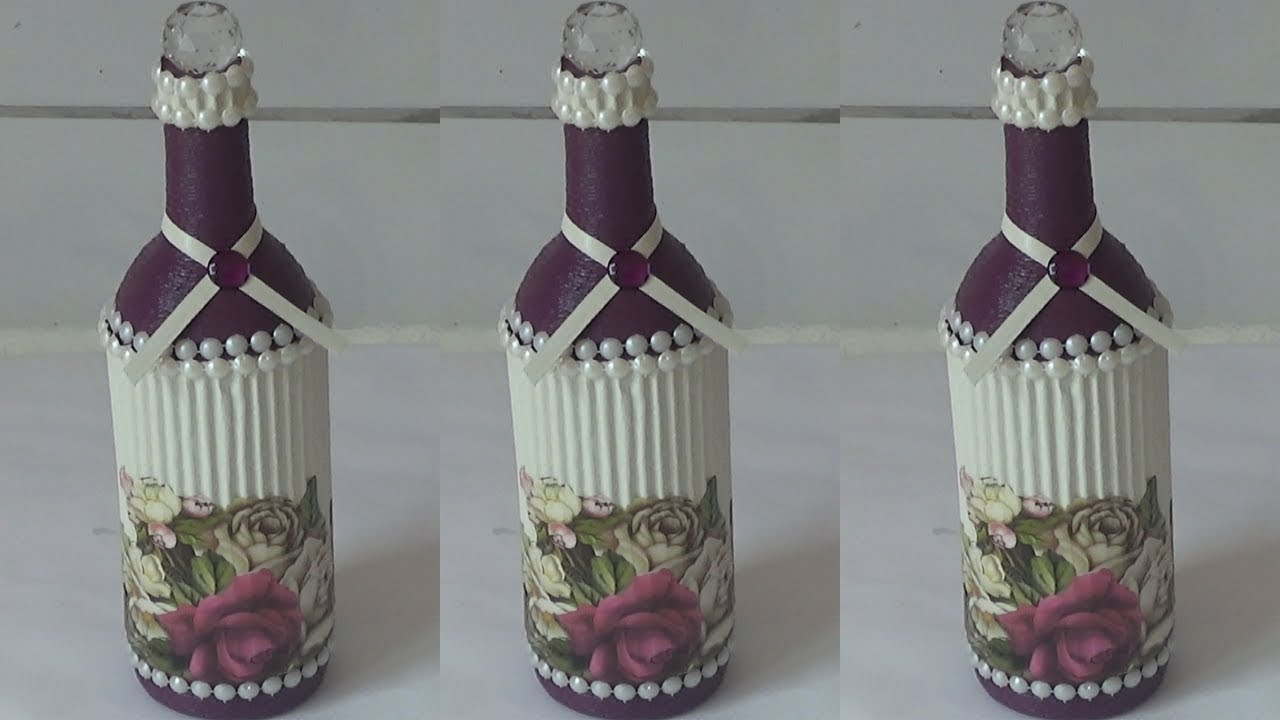 GARRAFA DECORADA COM BARBANTE E PAPELÃO