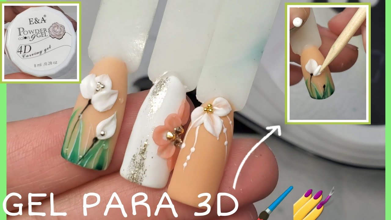 👀 Gel para tercera dimensión y 4D| COMO hacer flores en 3D🖌
