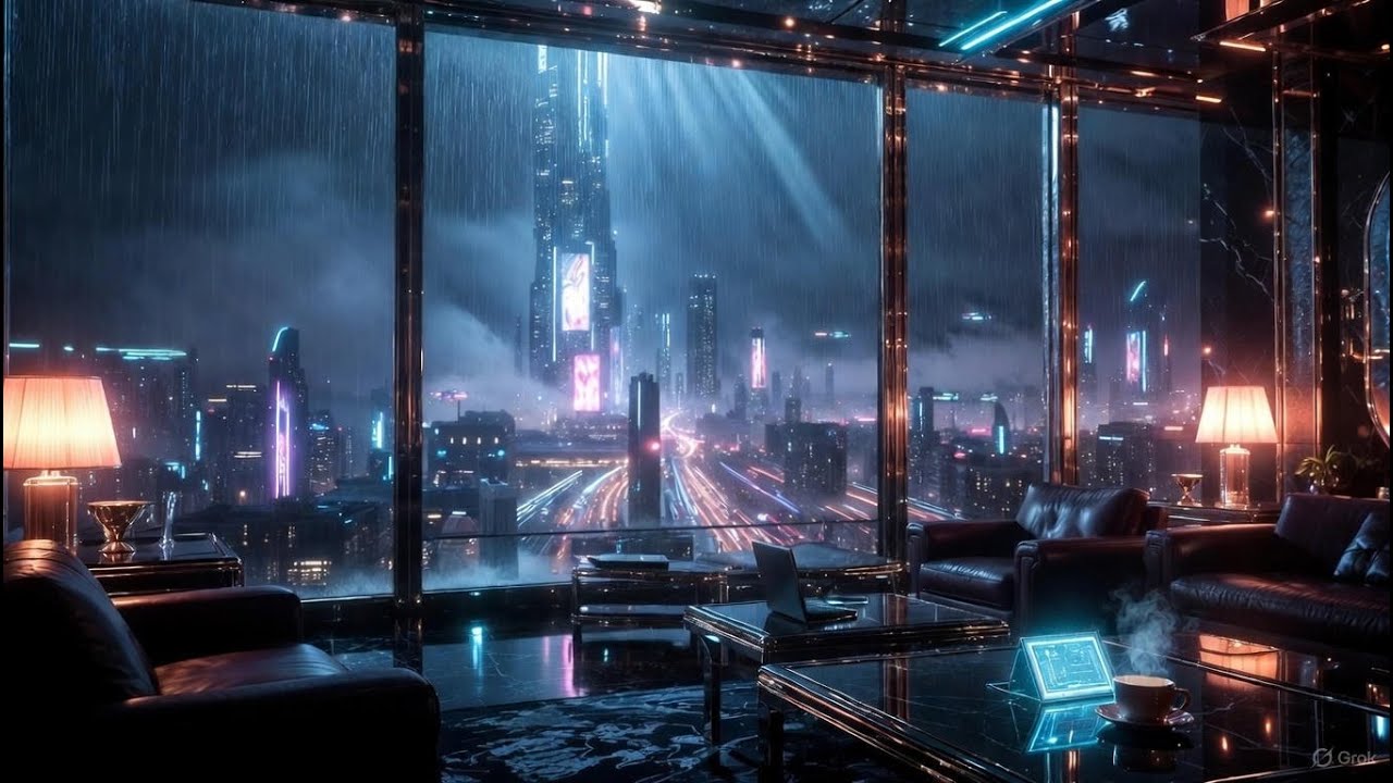 Deep Focus Music for Wealth & Success 📉 High-Rise Rain Ambience