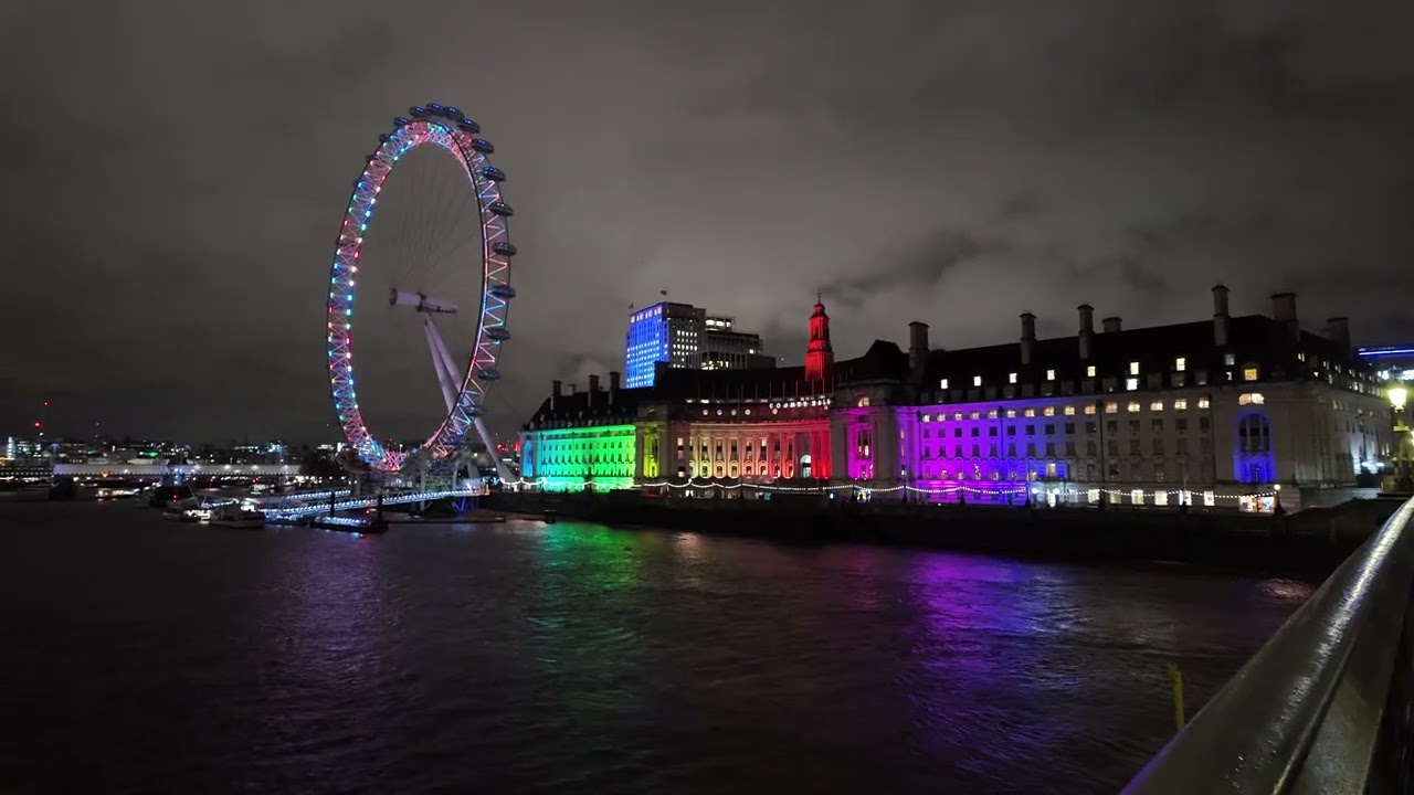 Walking London in the Rain 4K | Westminster Night with Big Ben and London Eye