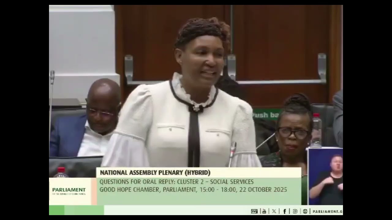 Human Settlements Minister Thembi Simelane to respond to oral questions. 22/10/2025
