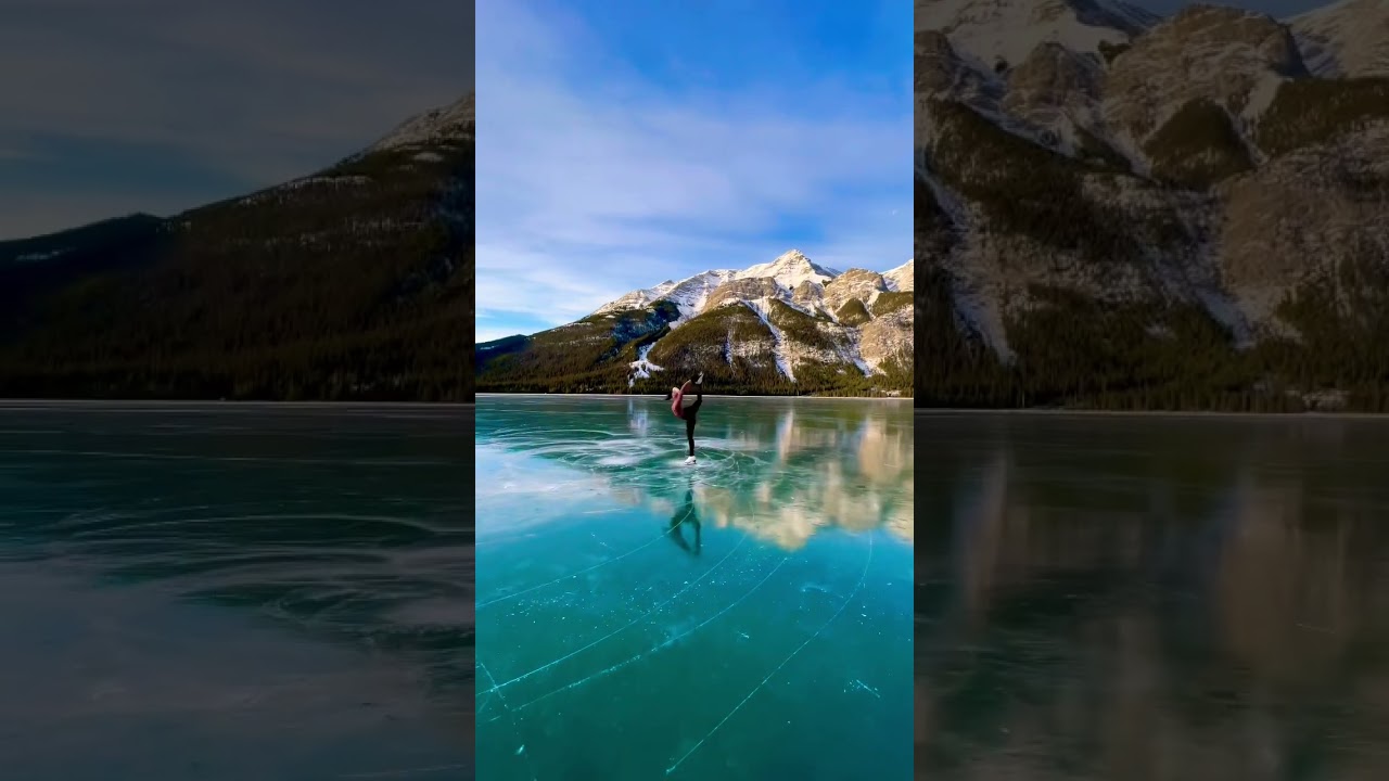 Ice Skating on a FROZEN lake! #canada #banff #figureskating