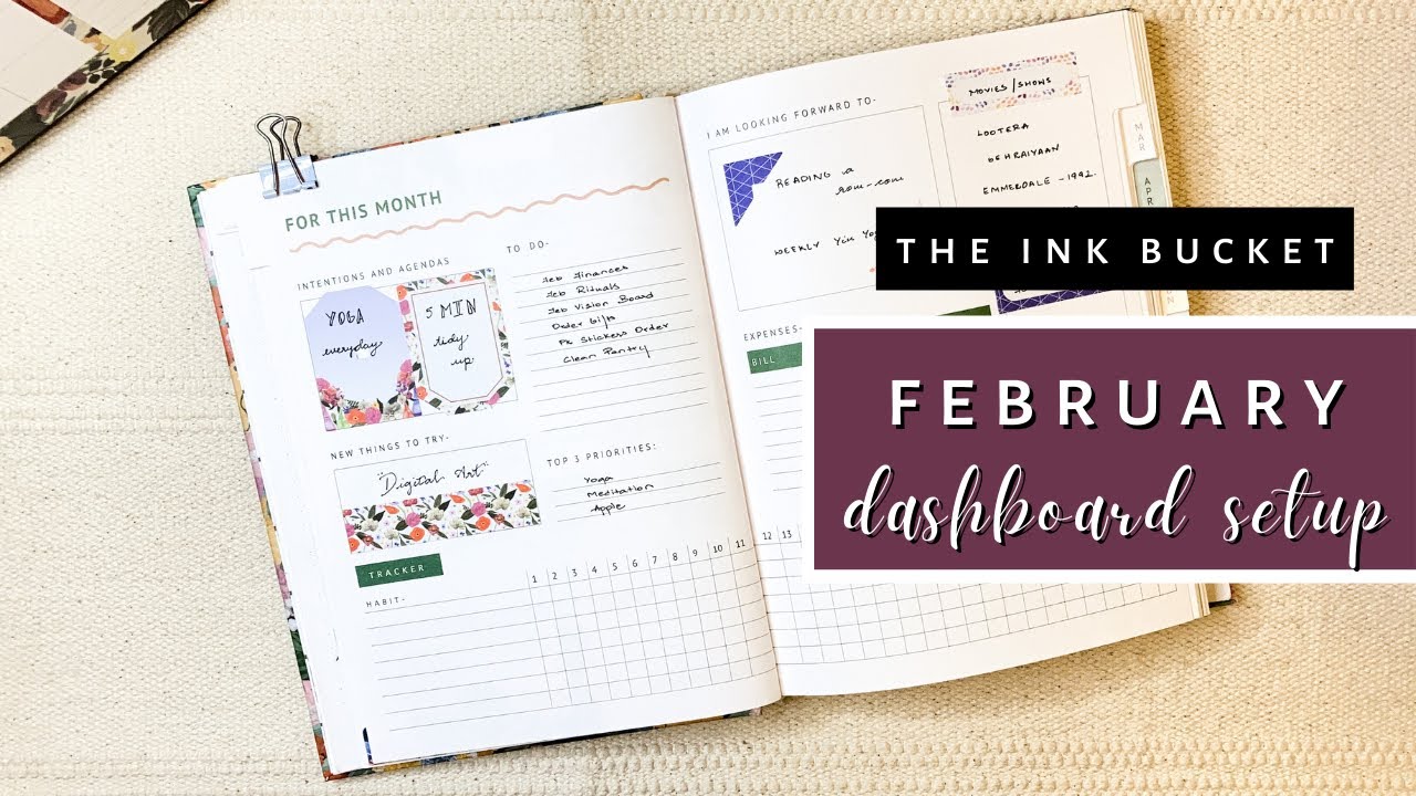 February 2022 Dashboard Setup | Ink Bucket Planner 2022 Setup | Sanjana Raj