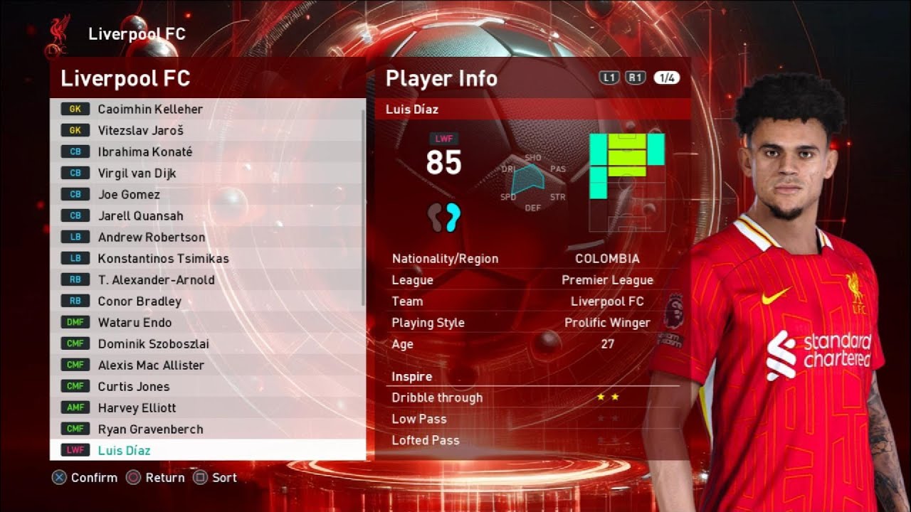 Top PL Player Faces and Stats in SP Football Life 2025 Game