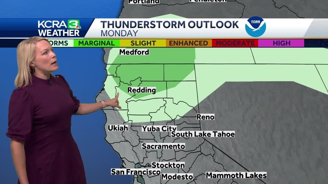 Staying warm across Northern California. Scattered storms possible for the Sierra.