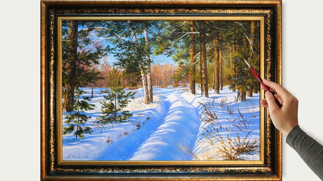 How to Paint Winter. Acrylic painting | Пишем зимний пейзаж. Живопись акрилом.