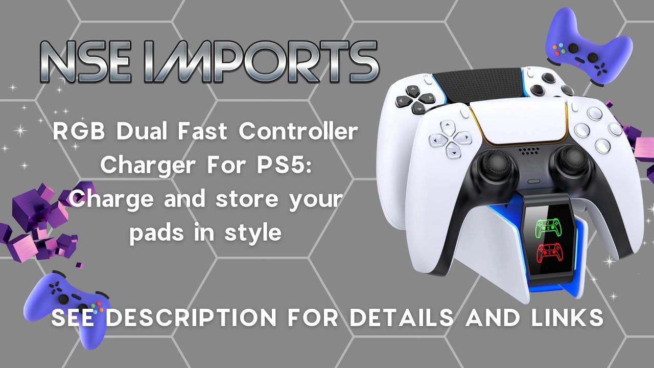 RGB Dual Fast Charger For PS5 Controller Type-C Dual Charging Dock Station For Sony Playstation 5