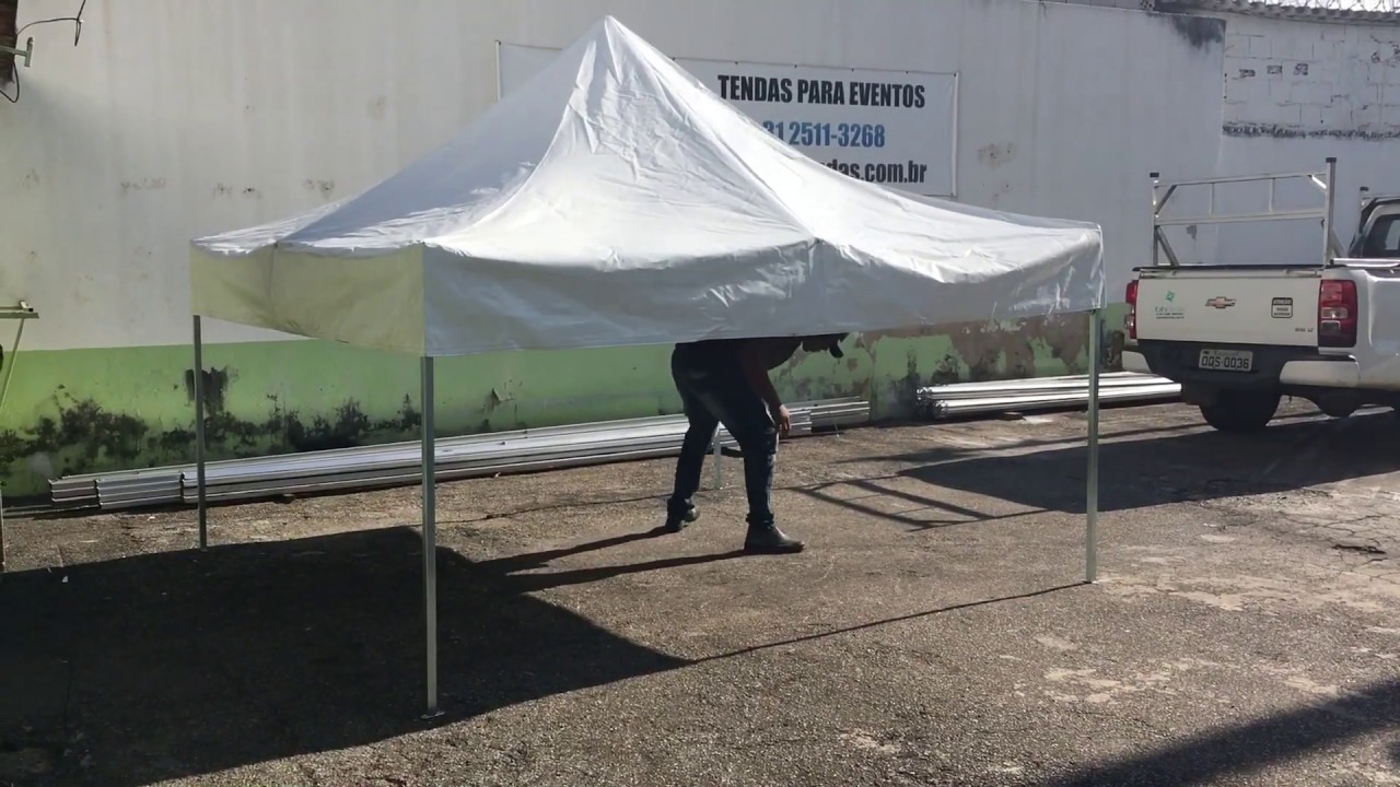 Como montar sozinho a Tenda Super Sanfonada de A&ccedil;o 3x3 PVC Antichamas - BH Tendas