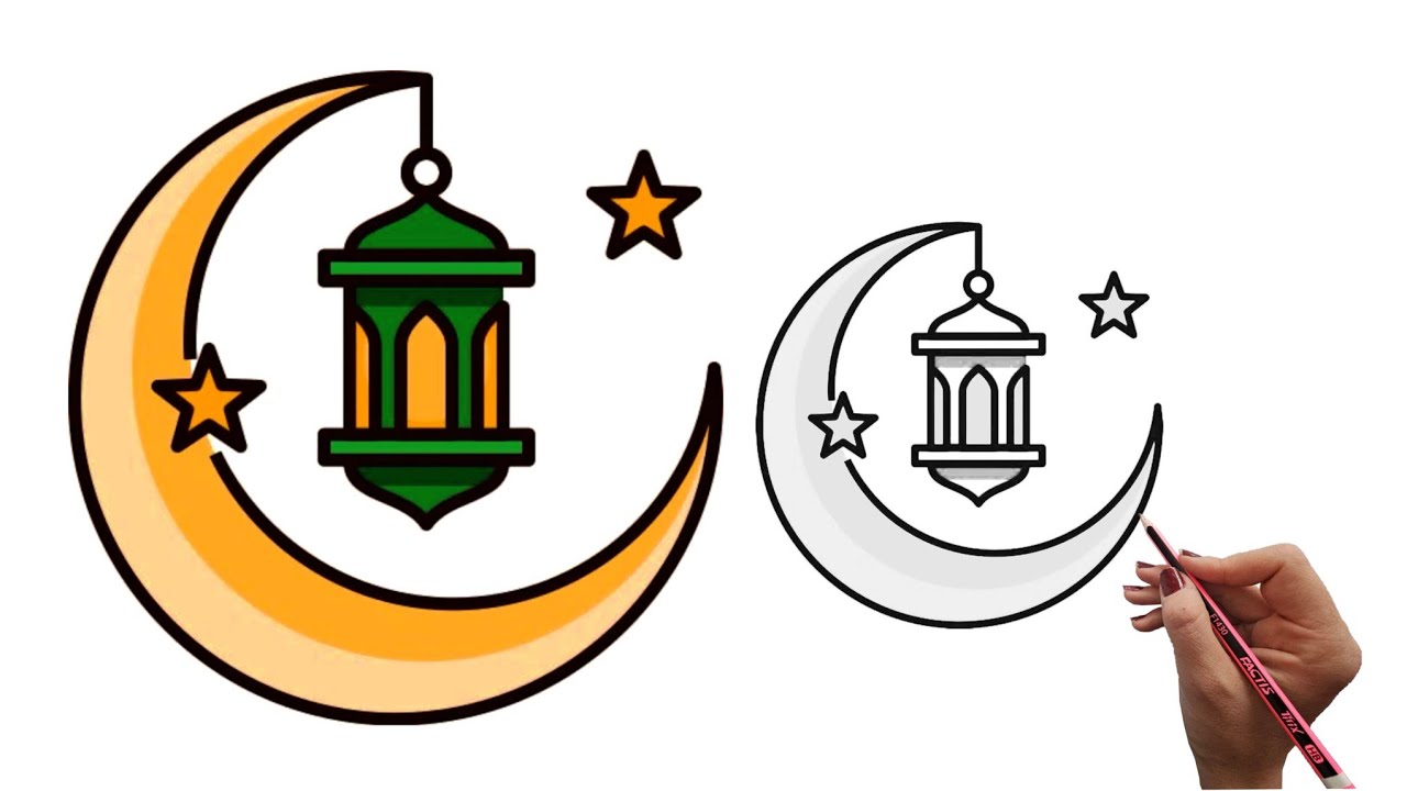 Kolay Ramazan Resmi Çizimi, Çocuklar İçin Adım adım Ramazan ile İlgili Çizim, Easy Ramadan Drawing 